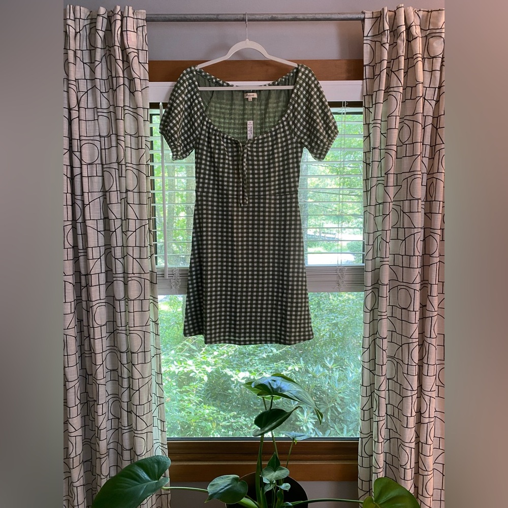 Madewell Green Checkered Mini Dress, Perfect Condition